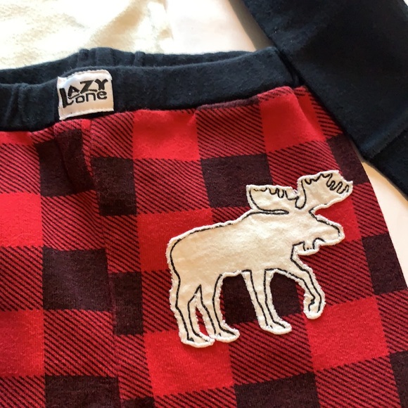 LazyOne Unisex Size 4T “Moose Plaid” Kid Pajamas - Picture 4 of 6